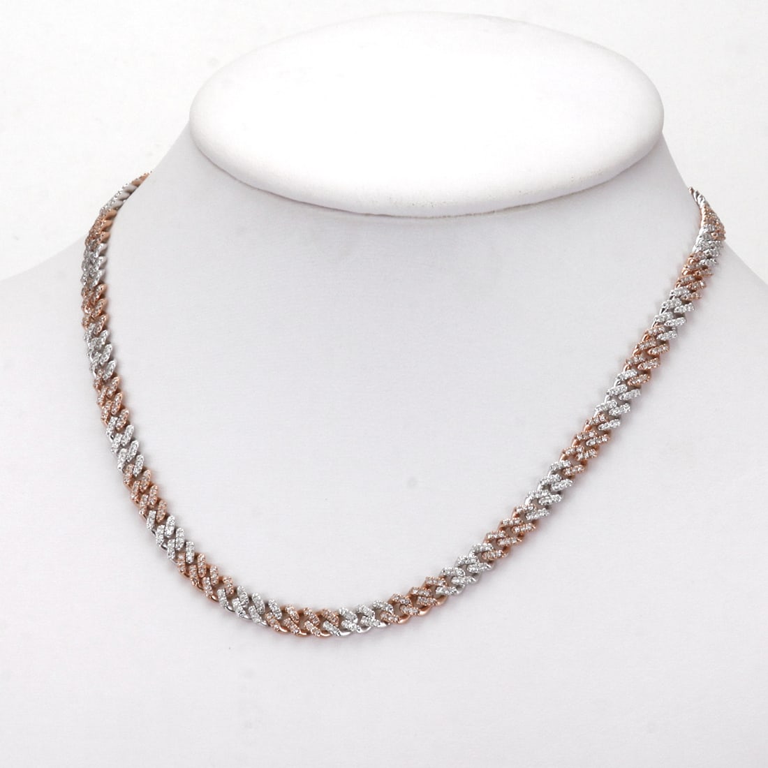 ICED OUT 7.23CTTW DIAMOND 10K ROSE (PINK) & WHITE GOLD CUBAN LINK CHOKER NECKLACE ? 27.3 GRAMS   A (1 of 11)
