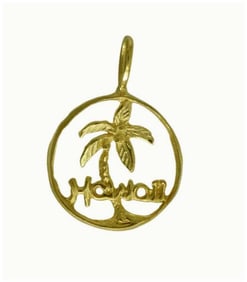 VINTAGE 14KT YELLOW GOLD HAWAII PALM TREE PENDANT CHARM   Marked ''14K'', with superb lines and