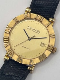 MENS TIFFANY & Co., 18K YELLOW GOLD Ref. M6930 'ATLAS' WRISTWATCH w/ ORIG TIFFANY BOX
