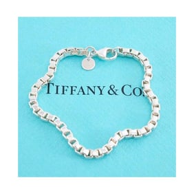 TIFFANY & CO VENETIAN BOX LINK STERLING BRACELET w/ Pouch & Box Tiffany & Co Venetian Box Link