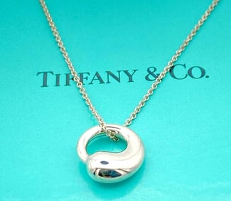 TIFFANY & CO. ELSA PERETTI ETERNAL CIRCLE PENDANT NECKLACE IN 925 STERLING SILVER w/ Pouch & Box