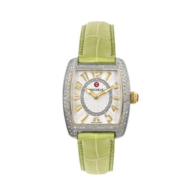 MICHELLE URBAN MINI TWO-TONE DIAMOND DIAL WOMEN'S WATCH MW02A01D1991 LIME GREEN BAND with a Swiss