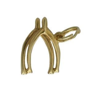 VINTAGE 14K GOLD DOUBLE WISHBONE PENDANT CHARM Comes pre polished with a nice gift box and would
