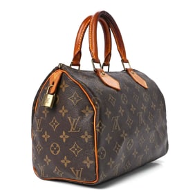 LOUIS VUITTON SPEEDY 25 BROWN MONOGRAM CANVAS LV; GOLD HARDWARE w LOCK & KEY Louis Vuitton