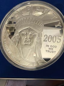 2005 GIANT QUARTER POUND PROOF $100 PLATINUM EAGLE 4oz .999 SILVER, w/ WASHINGTON MINT COA