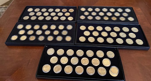 1999-2009 COMPLETE SET OF 24K GOLD-PLATED 50 STATE QUARTERS ENCAPSULATED 112 COINS Both