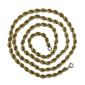 VINTAGE 6MM OPERA LENGTH GOLD FILLED ROPE CHAIN NECKLACE, 31 Inches, 70 Grams Other Notes: