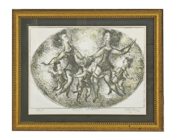 CHAIM GROSS AMERICAN: 1904-1991 HAPPY CHILDREN LITHOGRAPH 73/100 Chaim Gross American: 1904-1991