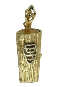 14K GOLD BARK FINISH MEZUZAH PENDANT NECKLACE w/ HEBREW GUARDIAN DOORS OF ISRAEL PENDANT w/ MAGEN