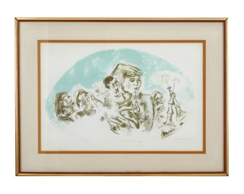 CHAIM GROSS AMERICAN: 1904-1991 THE BLESSING LITHOGRAPH 87/100 JEWISH LITHO SHABBAT SHABBOS Chaim