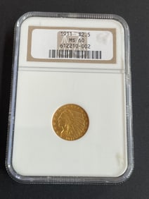 1911 $2.5 DOLLAR GOLD COIN NGC MS60 INDIAN HEAD QUARTER EAGLE GRADED Other Notes: Kotler's