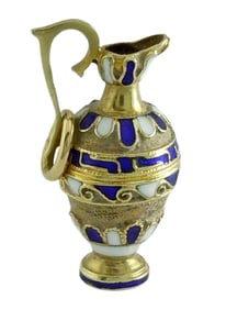 14K GOLD ENAMEL EWER MAGIC LANTERN VASE GENIE BOTTLE PENDANT CHARM An outstanding vintage 14K