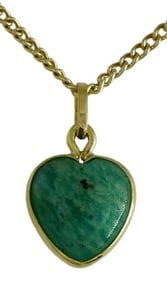 18K YELLOW GOLD JADE PUFFY HEART PENDANT CHARM Marked 750 DETAILS: - SIZE: 7/8 In. Height (with