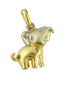 TWO TONE 18K GOLD GOOD LUCK ELEPHANT CHARM PENDANT An outstanding vintage Two Tone 18Kt Yellow