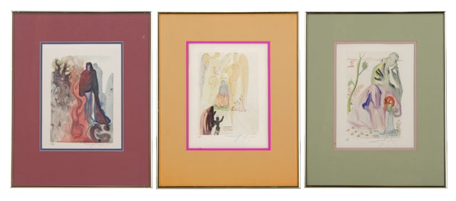 3 SALVADOR DALI 'HELL CANTO 16' from 'THE DIVINE COMEDY' SERIES WOOD ENGRAVINGS Wood engraving in