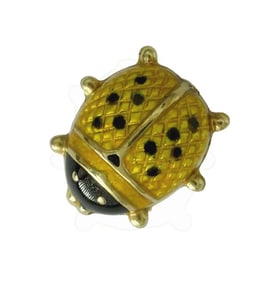 CUTE VINTAGE 14K YELLOW GOLD ENAMEL LADYBUG BROOCH LADY BUG Marked '14K' with superb rich vibrant