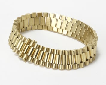18Kt YELLOW GOLD PRESIDENT JUBILEE BRACELET 16mm. WIDE 9 INCHES 81.7 Grams Marked ''18K ITALY'',