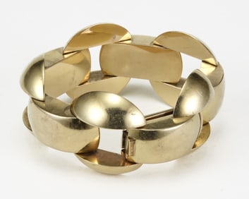 RETRO TIFFANY & CO. 35MM. WIDE DOME LINK BRACELET 100.8 GRAMS MCM (MID CENTURY MODERN) Marked: