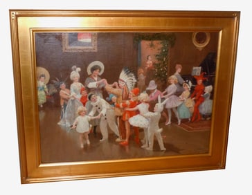 PERCY TARRANT CHRISTMAS COSTUME PARTY OIL PAINTING Percy Tarrant English, 1881-1930