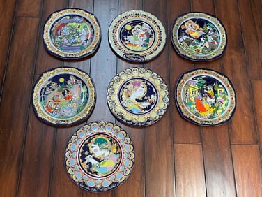 SEVEN BJORN WIINBLAD For ROSENTHAL PORCELAIN PLATES, CHRISTMAS HOLIDAY SEASONAL German, 20th C.