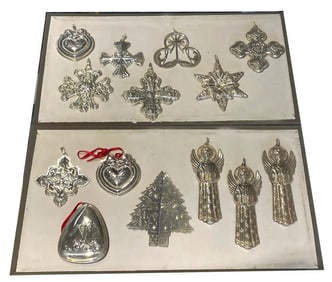 14 CHRISTMAS ORNAMENTS GORHAM, REED BARTON, LUNT, TOWLE 254 Grams of STERLING SILVER A vintage