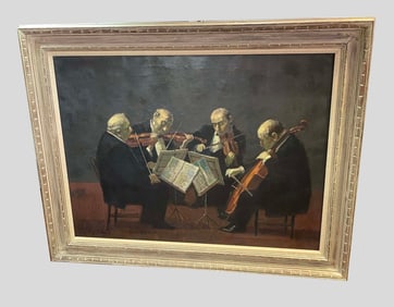 TULLY FILMUS (1903-1998) NEW YORK QUARTET OIL ON CANVAS PAINTING ,Stringed Instruments, Violin,