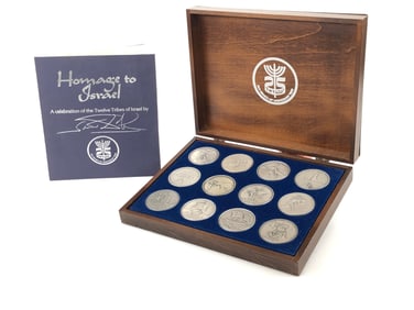 12 TRIBES OF ISRAEL SALVADOR DALI 'HOMAGE TO ISRAEL' .999 SILVER MEDAL SET Featuring an extremely