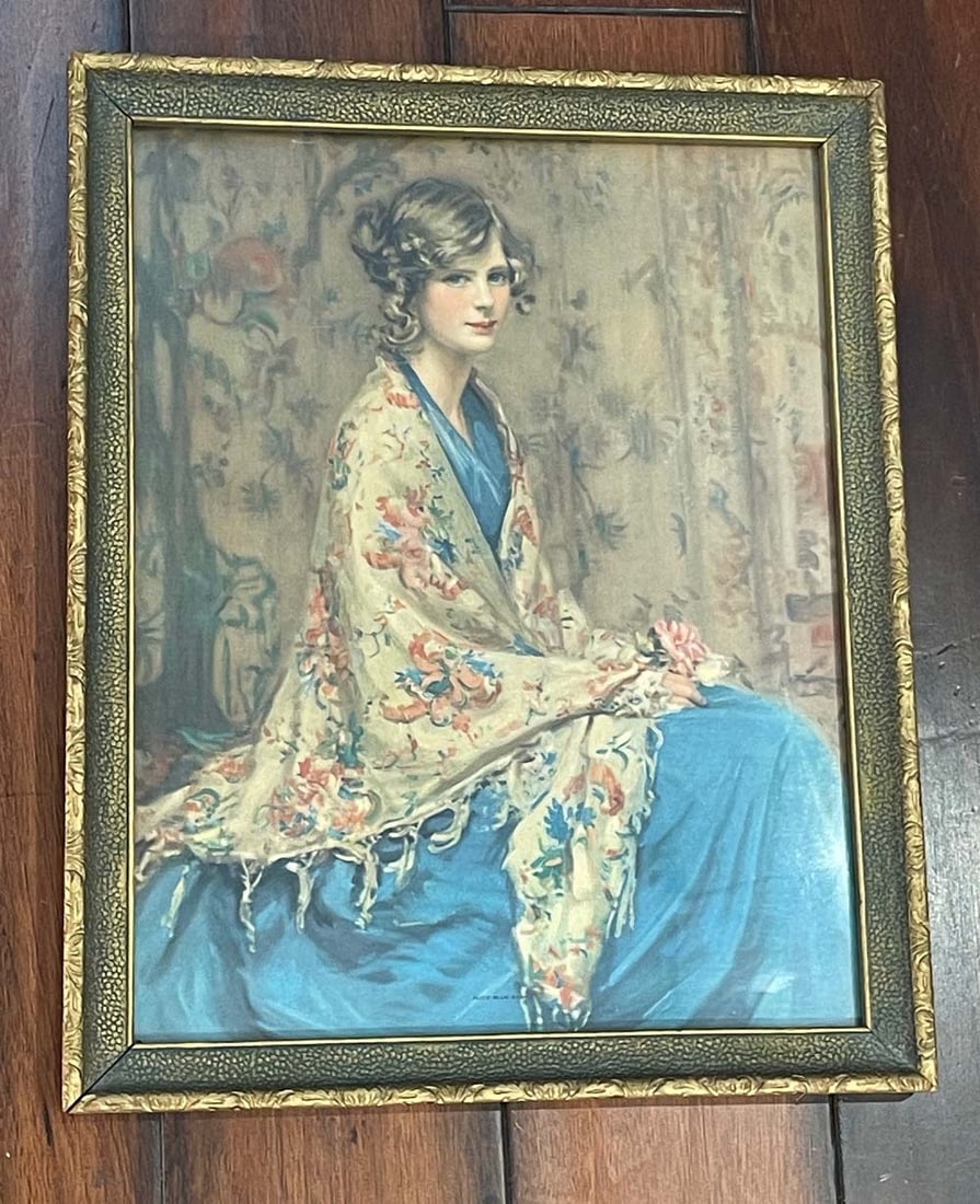 LOVELY ALICE BLUE GOWN PARCEL GILT FRAMED PRINT CIRCA 1900 Lovely Alice Blue Gown Parcel Gilt (1 of 4)