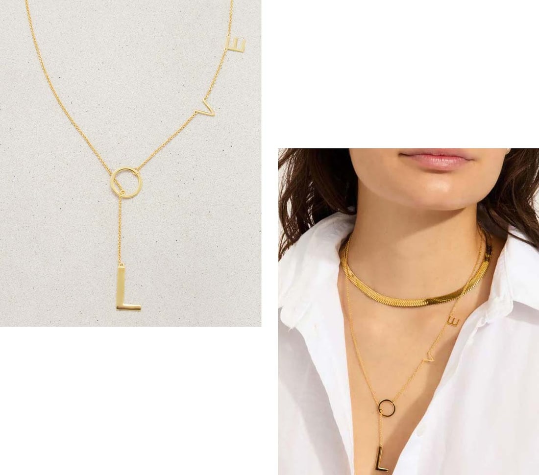 GOLD TONE ST. MORAN VERMEIL SILVER LOVE LARIAT NECKLACE Marked, ''SAINT MORAN 925'', Lariat (1 of 3)