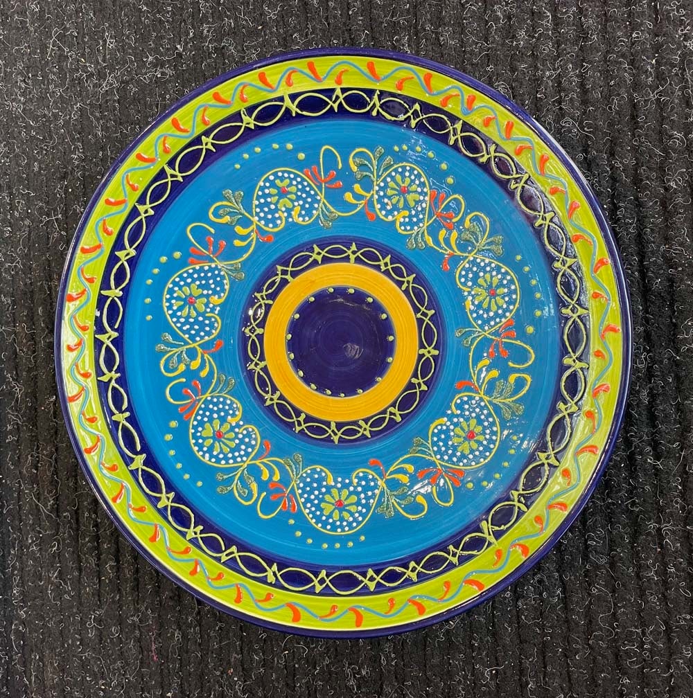 MASSIVE COLORFUL HAND MADE LARGE AND SMALL BLUE MAJOLICA SALAD AND NUT BOWL, Spain Bring your (1 of 6)