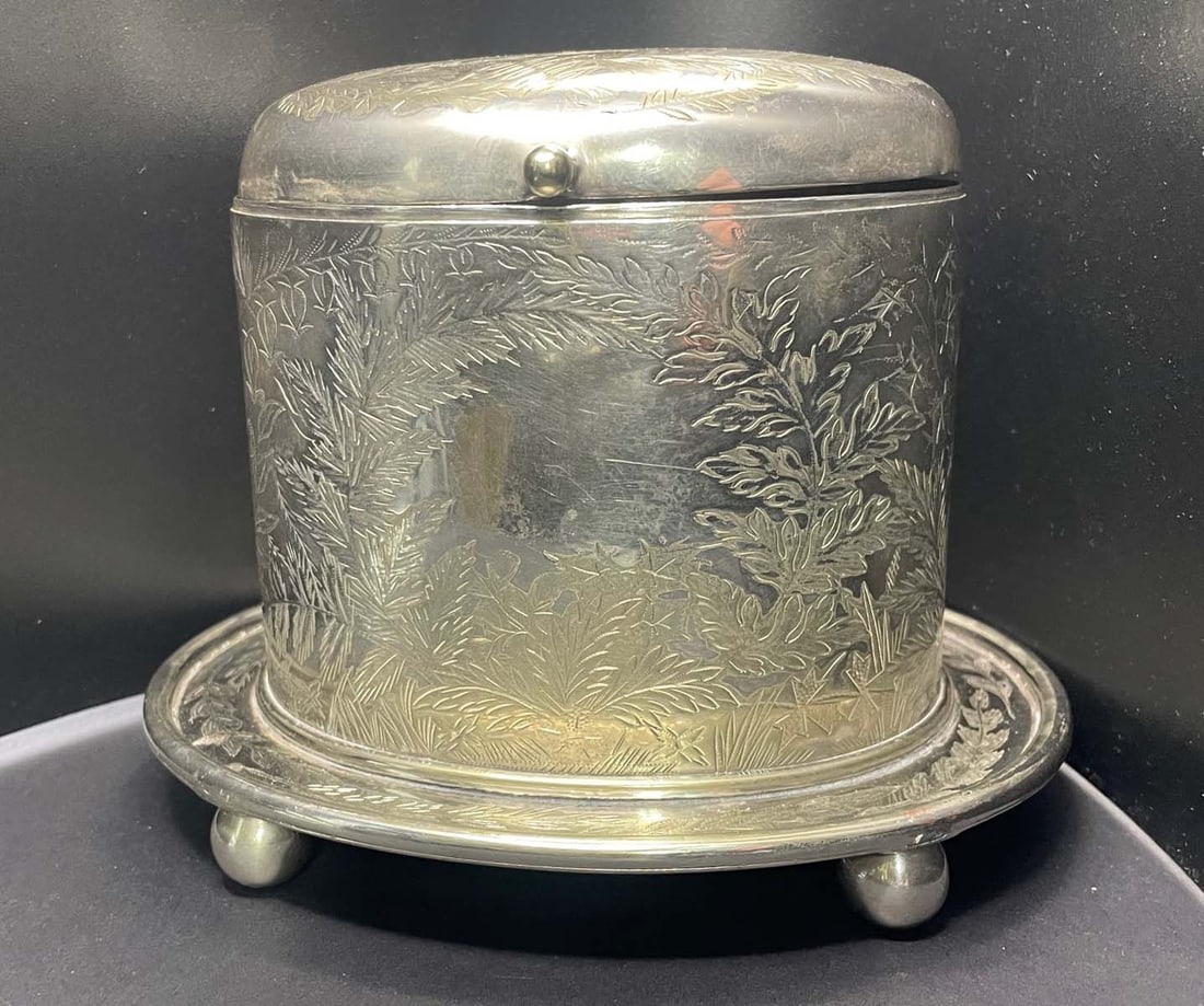 MAPPIN & WEBB SHEFFIELD LONDON VICTORIAN SILVER PLATED BISCUIT BARREL circa 1880 Marked Mappin & (1 of 10)