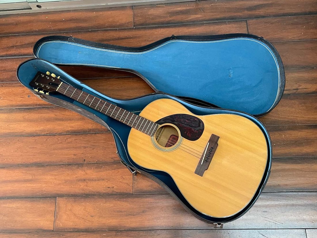 YAMAHA FG-75 FLATTOP GUITAR WITH RARE NIPPON GAKKI JAPANESE RED LABEL HARD CASE & ORIGINAL 1970'S (1 of 15)