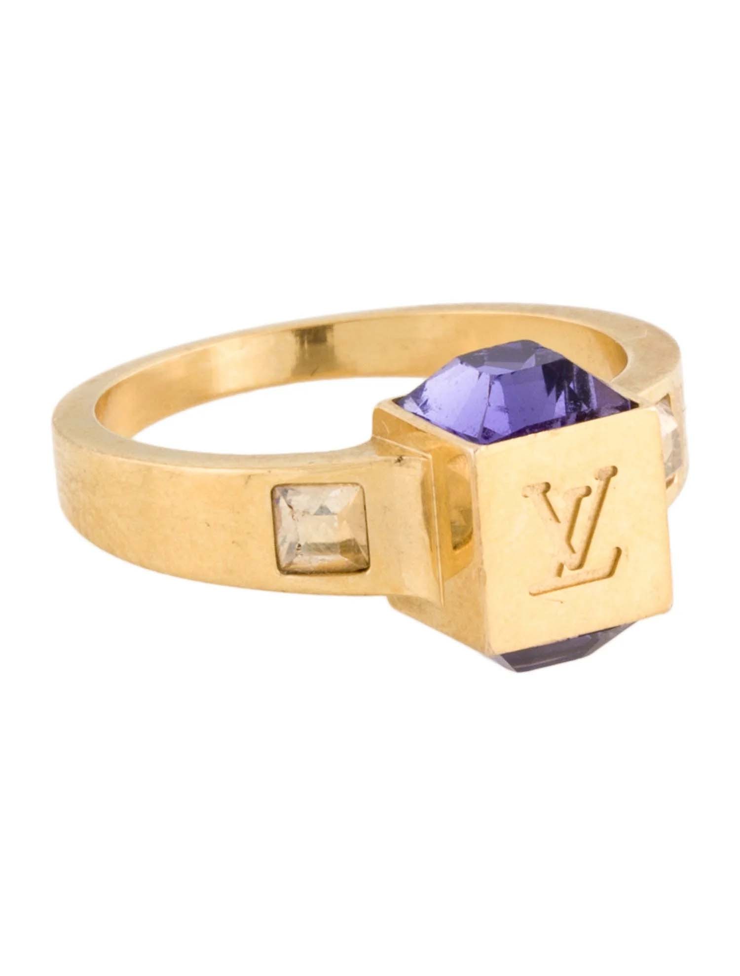LOUIS VUITTON PURPLE CRYSTAL GAMBLE COCKTAIL RING, SIZE 6.5 Other Notes: Kotler's Auction: LOUIS VUITTON PURPLE CRYSTAL GAMBLE COCKTAIL RING, SIZE 6.5 Other Notes: Kotler's Auction Gallery can arrange shipping for this item.