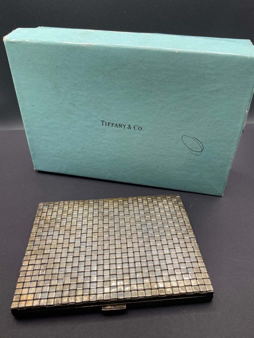TIFFANY & Co. STERLING SILVER BASKET WEAVE CIGARET CASE Vintage Tiffany & Co. Sterling Silver (1 of 7)