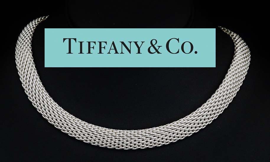 TIFFANY & CO. SOMERSET MESH STERLING SILVER CHOKER NECKLACE Marked 'Tiffany & Co. 925', ultra (1 of 7)