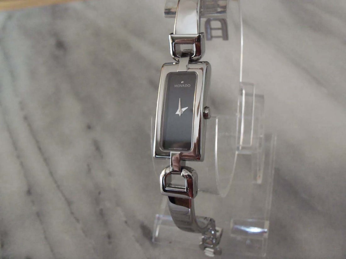 LADIES MOVADO 84 H5 1410 STAINLESS STEEL SWISS WATCH BANGLE BRACELET With a Swiss quartz (1 of 10)