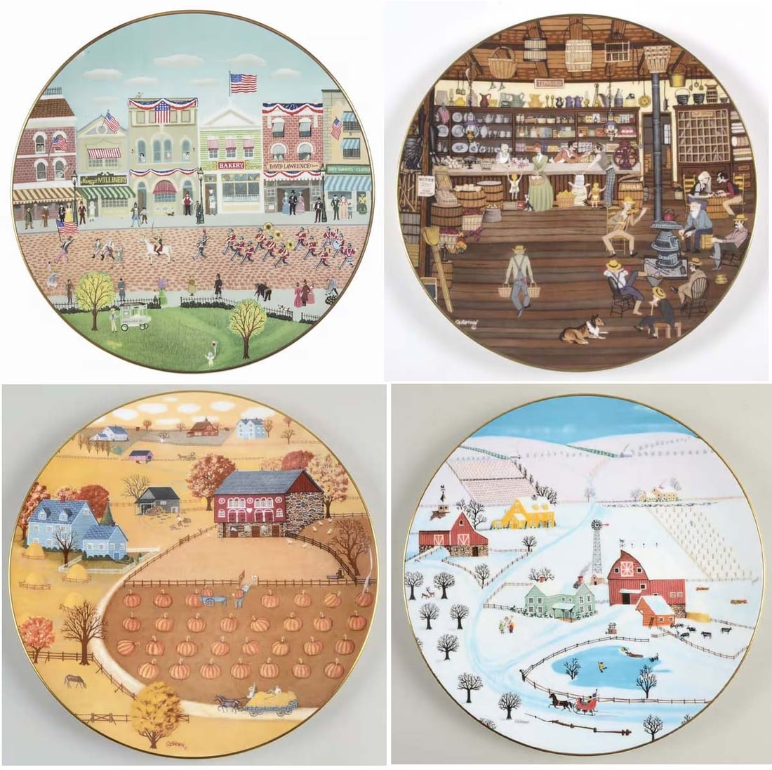AMERICAN TAPESTRIES ROYAL DOULTON COLLECTOR PLATES: SLEIGH BELLS, GENERAL STORE, PUMPKIN PATCH, (1 of 4)