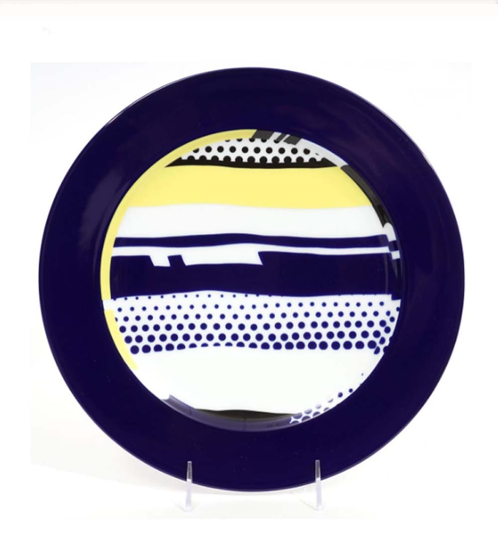 ROY LICHTENSTEIN GLAZED ROSENTHAL CHARGER COLLECTOR PLATE W/ BOX POP ART Roy Lichtenstein, (1 of 7)