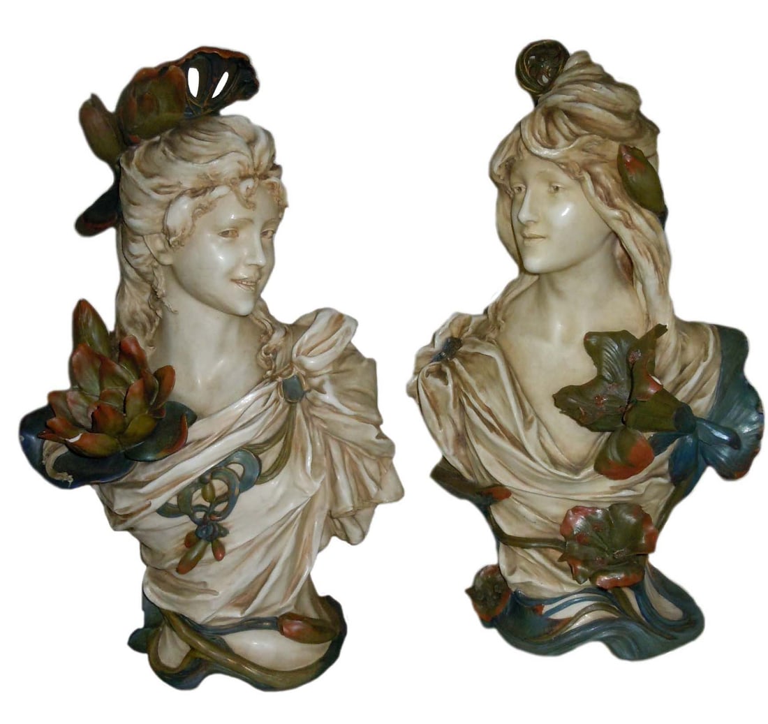 ROYAL DUX YOUNG MAIDEN NEOCLASSICAL FEMALE BUST STATUES DETAILS: - Size: 9.5 In. Length x 7 In.: ROYAL DUX YOUNG MAIDEN NEOCLASSICAL FEMALE BUST STATUES DETAILS: - Size: 9.5 In. Length x 7 In. Width x 17 In. Height. BACKGROUND: Royal Dux is the more common name for the Duxer Porzellanmanufaktur, 