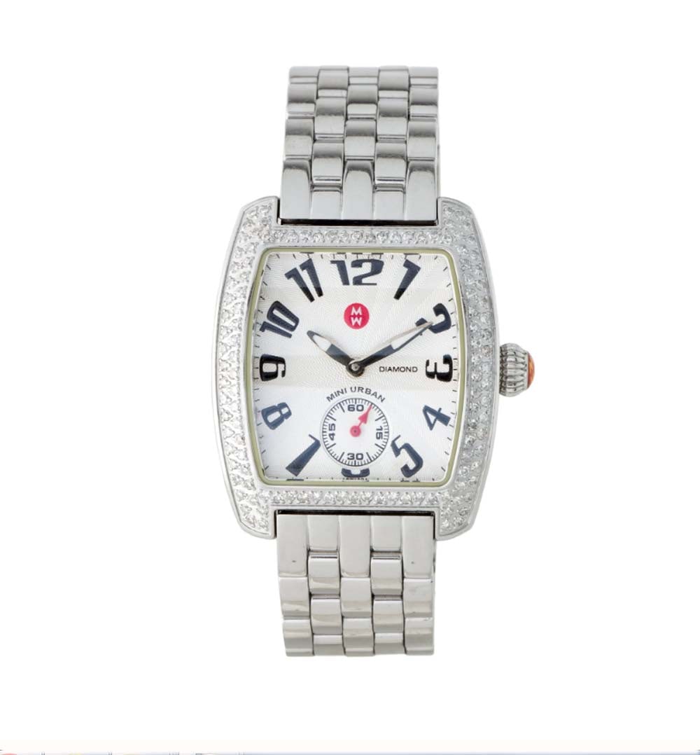 MICHELE MW02A01 MINI URBAN DIAMOND STATEMENT STAINLESS STEEL WATCH With a Swiss quartz movement, (1 of 4)