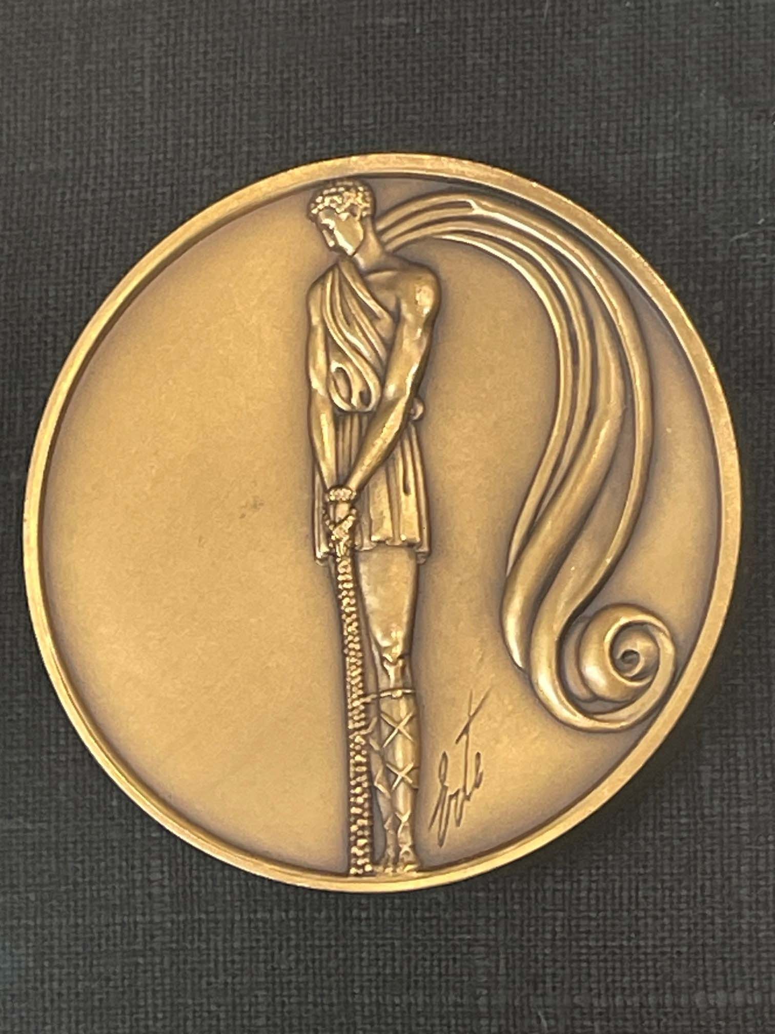 ERTE ROMAIN DE TIRTOFF (1892-1990) BONDS OF LOVE BRONZE (MEDALLION) PARK WEST COA Marked, ''(C) (1 of 8)