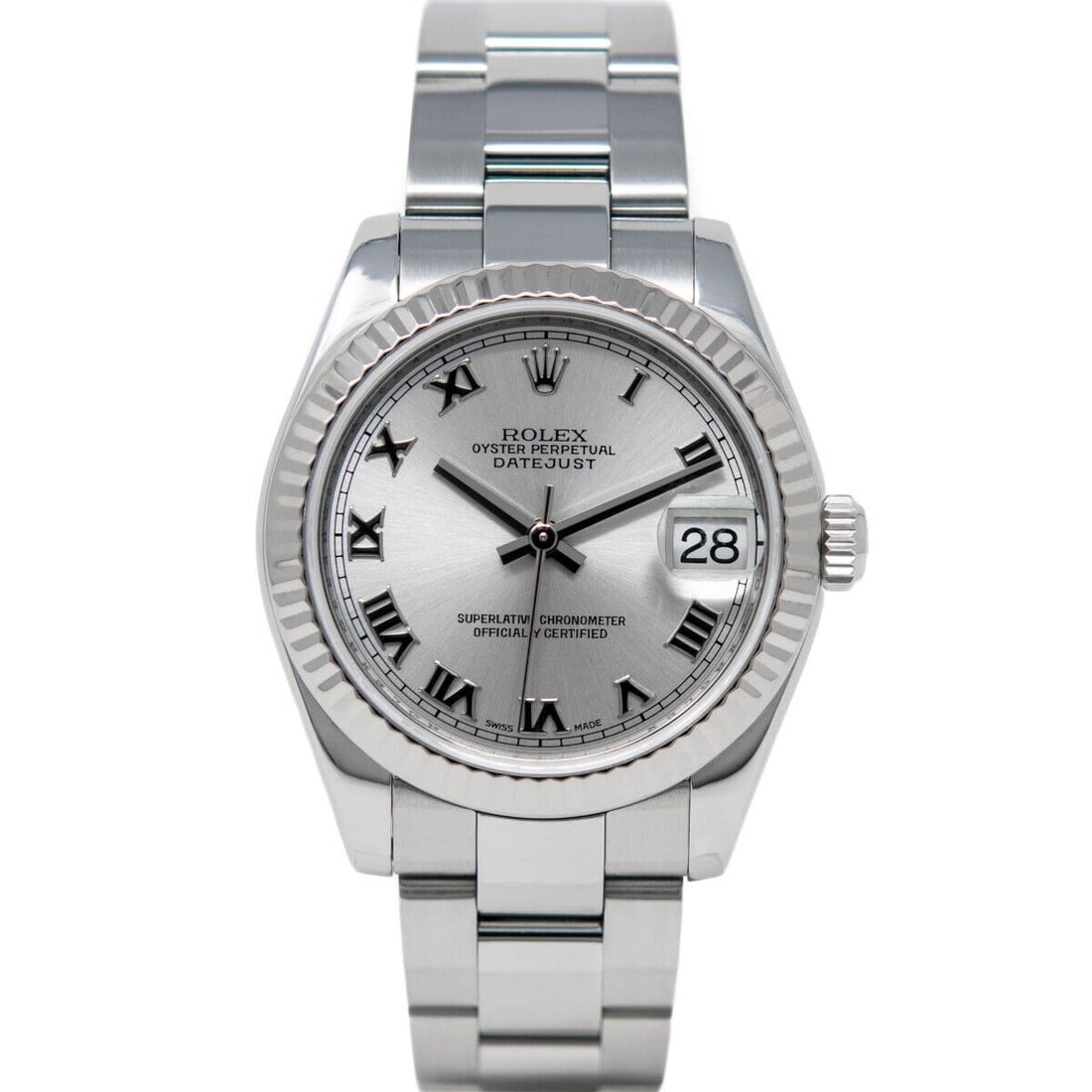 ROLEX DATEJUST 31 WHITE GOLD & STEEL 178274 WATCH - SILVER ROMAN, OYSTER FULL SET WITH BOX, PAPERS (1 of 7)