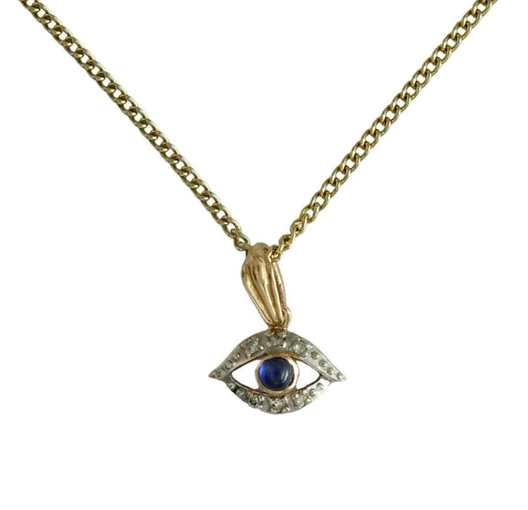 14K GOLD DIAMOND SAPPHIRE CABOCHON EVIL EYE PENDANT CHARM With superb high relief detail, comes: 14K GOLD DIAMOND SAPPHIRE CABOCHON EVIL EYE PENDANT CHARM With superb high relief detail, comes in a nice gift box and would make an impressive gift or addition to any fine collection. DETAILS: - SIZE