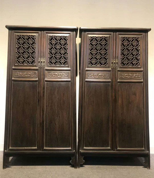 Rare Pair Chinese Antique Zitan Wood Cabinets (1 of 5)