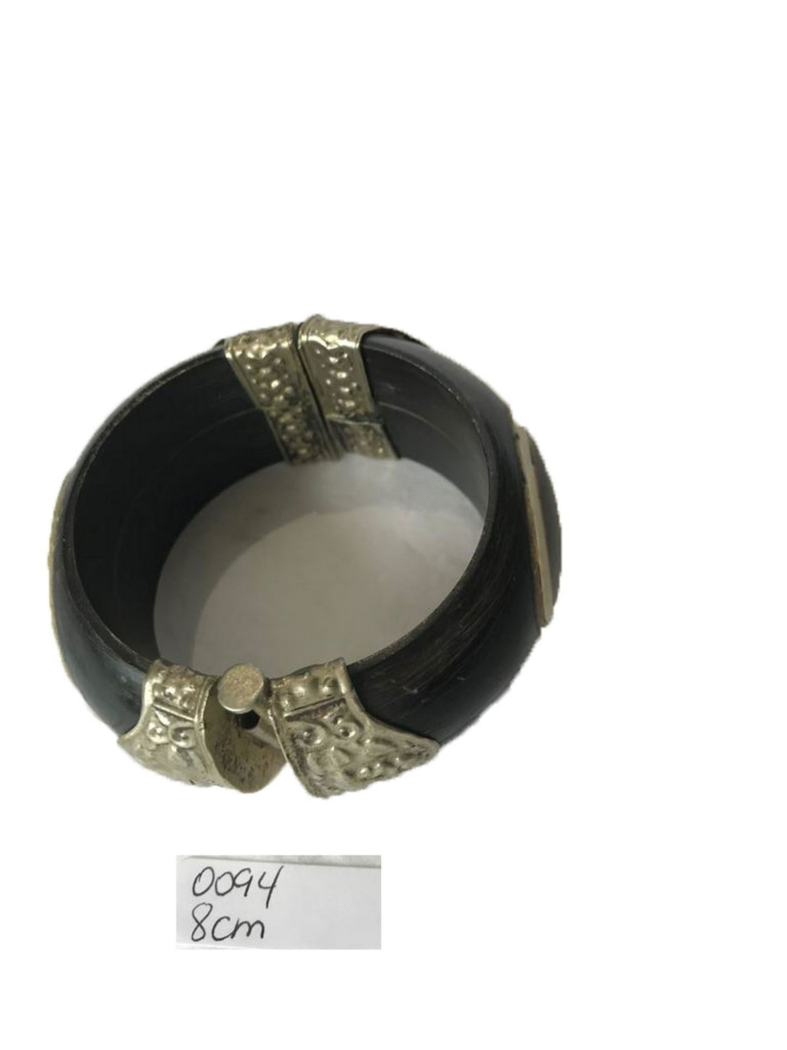 silver mounted black jade bracelet (1 of 1)