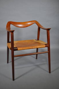 Rastad & Relling Bambi Chair, Danish Modern: Mid Century Modern, Leather Seat Shows Some Wear/discoloration, 24 3/4" X 20" X 28". Dealer Stamp On The Bottom " Del-teet Seattle, Washington"