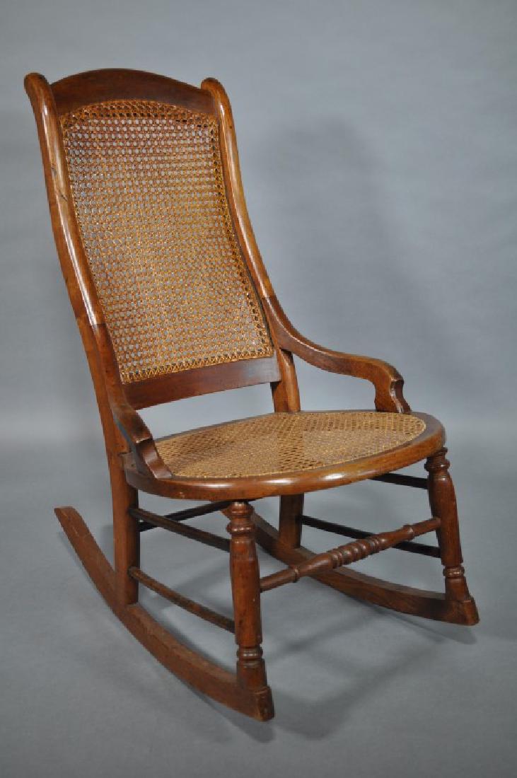 Gooseneck Caned Rocking Chair, Walnut,: 20 1/4" X 29 1/4" X 35 1/4".