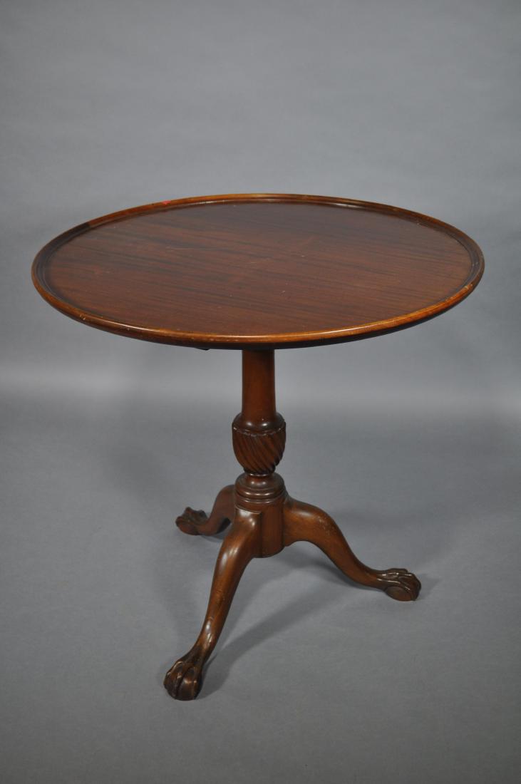Mahogany Tilt Top Tea Table, Chippendale: Turned Spiral Column, Cabriole Legs, Claw And Ball Feet, 29 1/4" X 28 5/8".