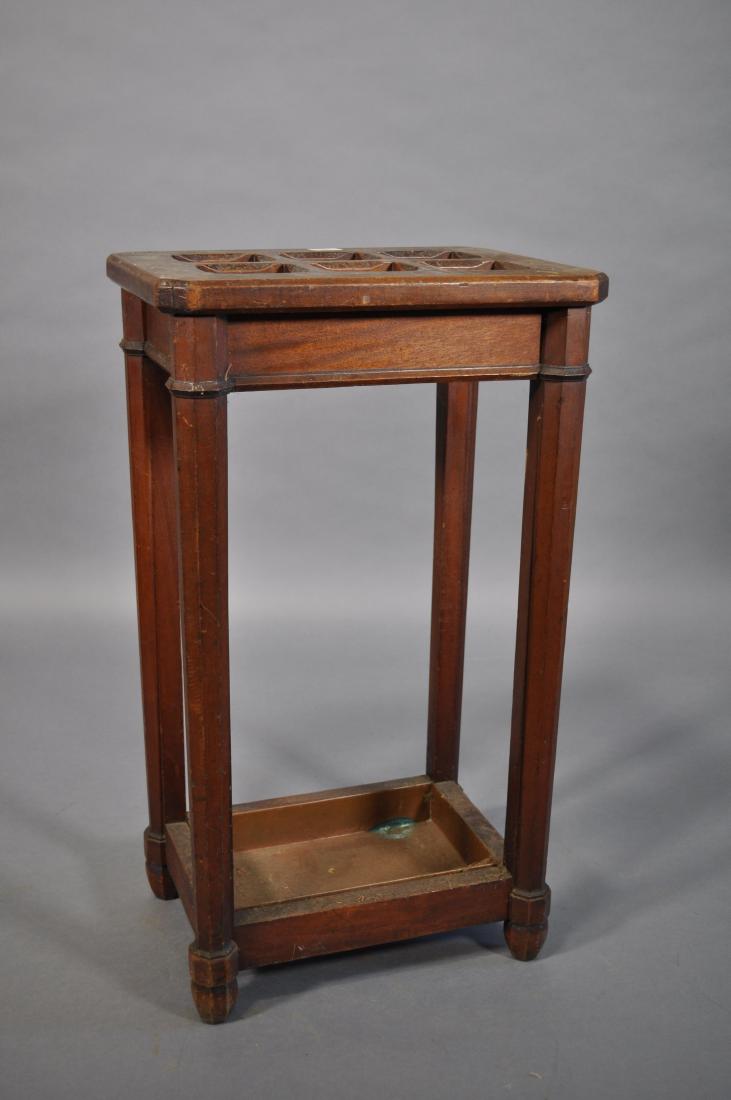 Antique Umbrella Stand, Mahogany, 6 Holes, Doten: On Desk Co., Geometric Legs, Arts And Crafts, 16" X 12" X 28"t