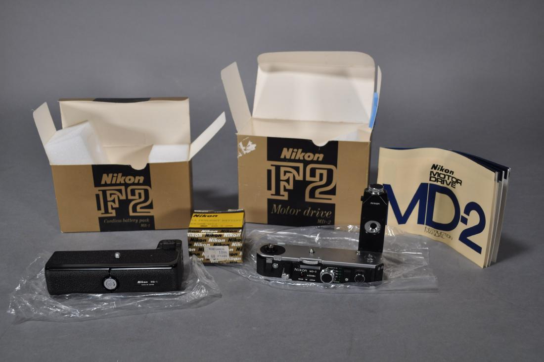 Nikon F2 Motor Drive + Battery Pack, Md2, Mb1, New: Condition, In Box. Battery Condition Unknown.